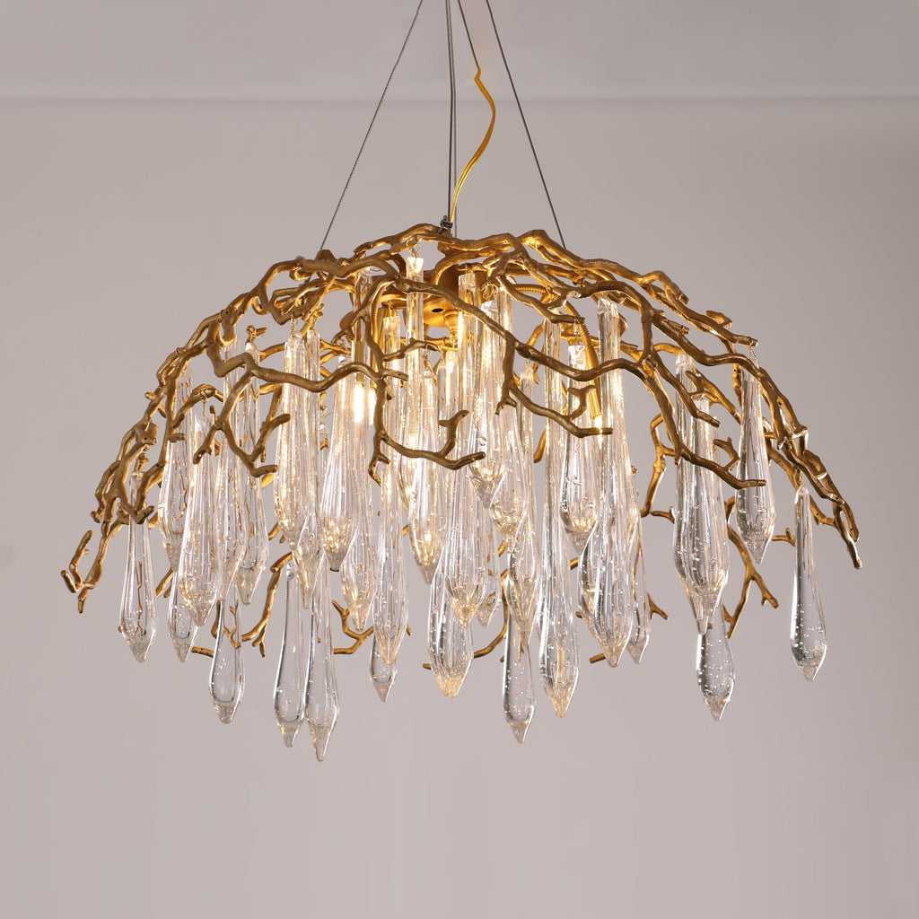 Aqua Dome Branch Brass Chandelier by Bling Lighting Studio