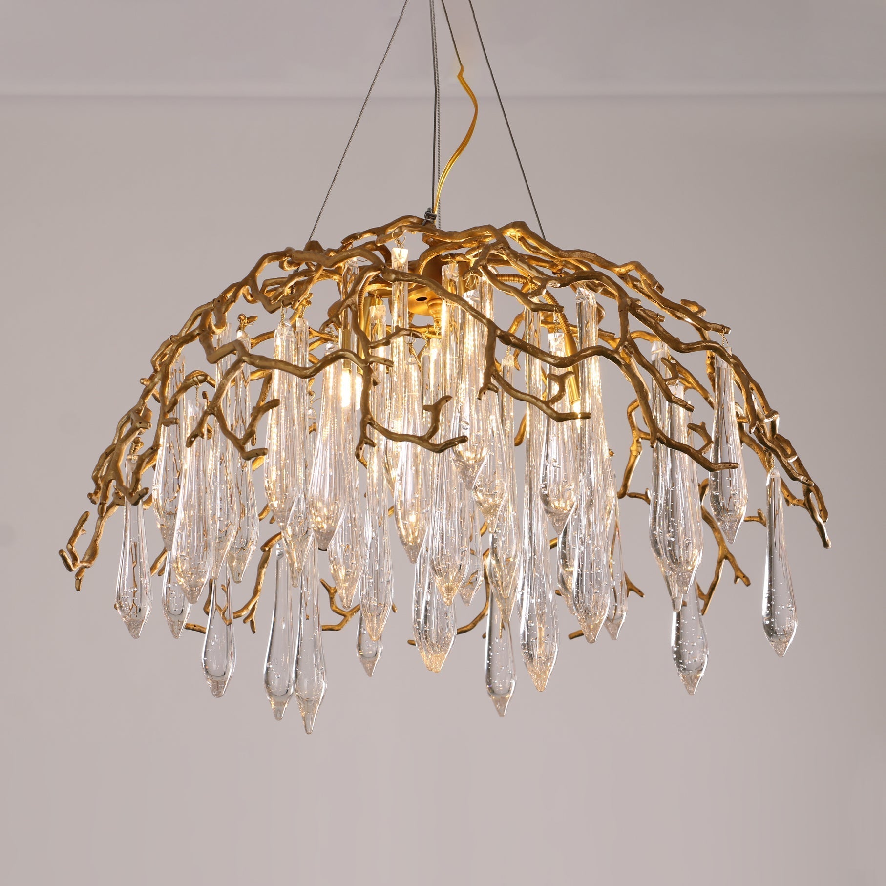 Aqua Dome Branch Brass Chandelier by Bling Lighting Studio