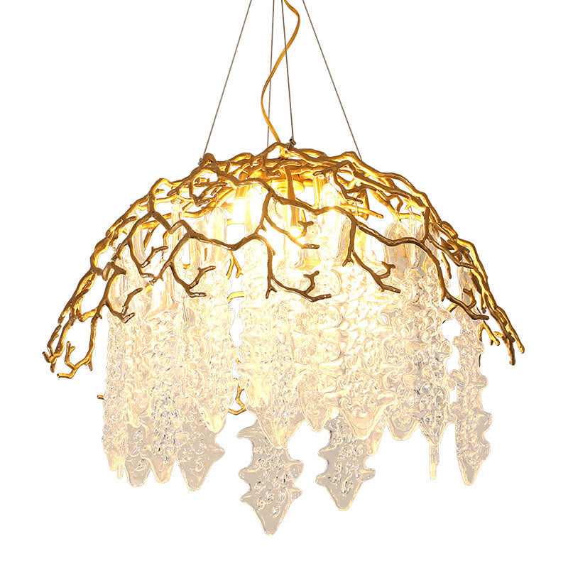 Aqua Dome Branch Brass Chandelier by Bling Lighting Studio