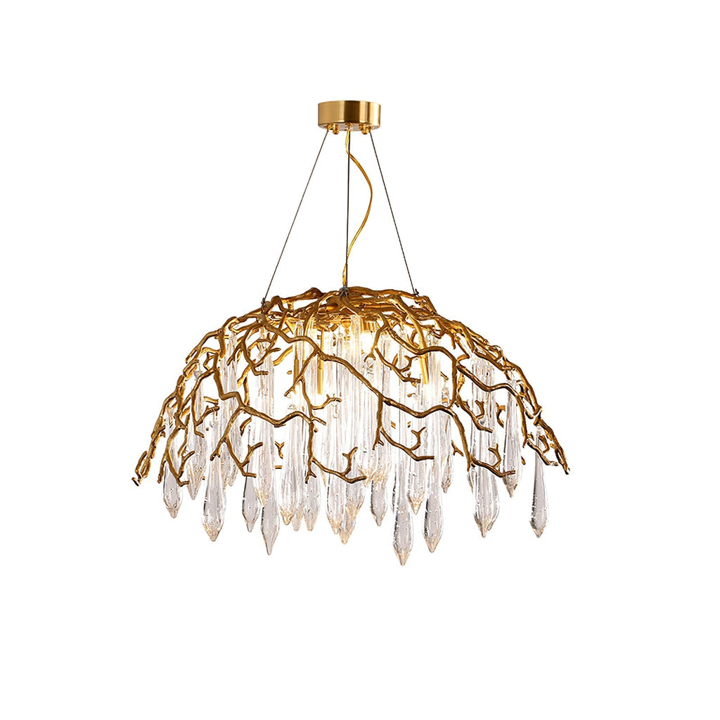 Aqua Dome Branch Brass Chandelier by Bling Lighting Studio
