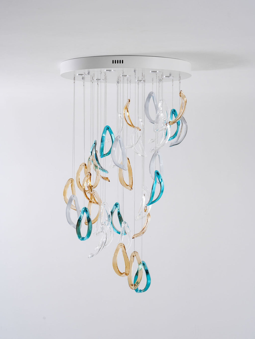 Aqua Ripple Glass Art Customize Chandelier