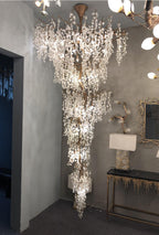 Arabella Blossom: Stairwell Lighting Chandelier - Long Drop Stairwell Pendant Lights - Foyer Staircase Chandelier