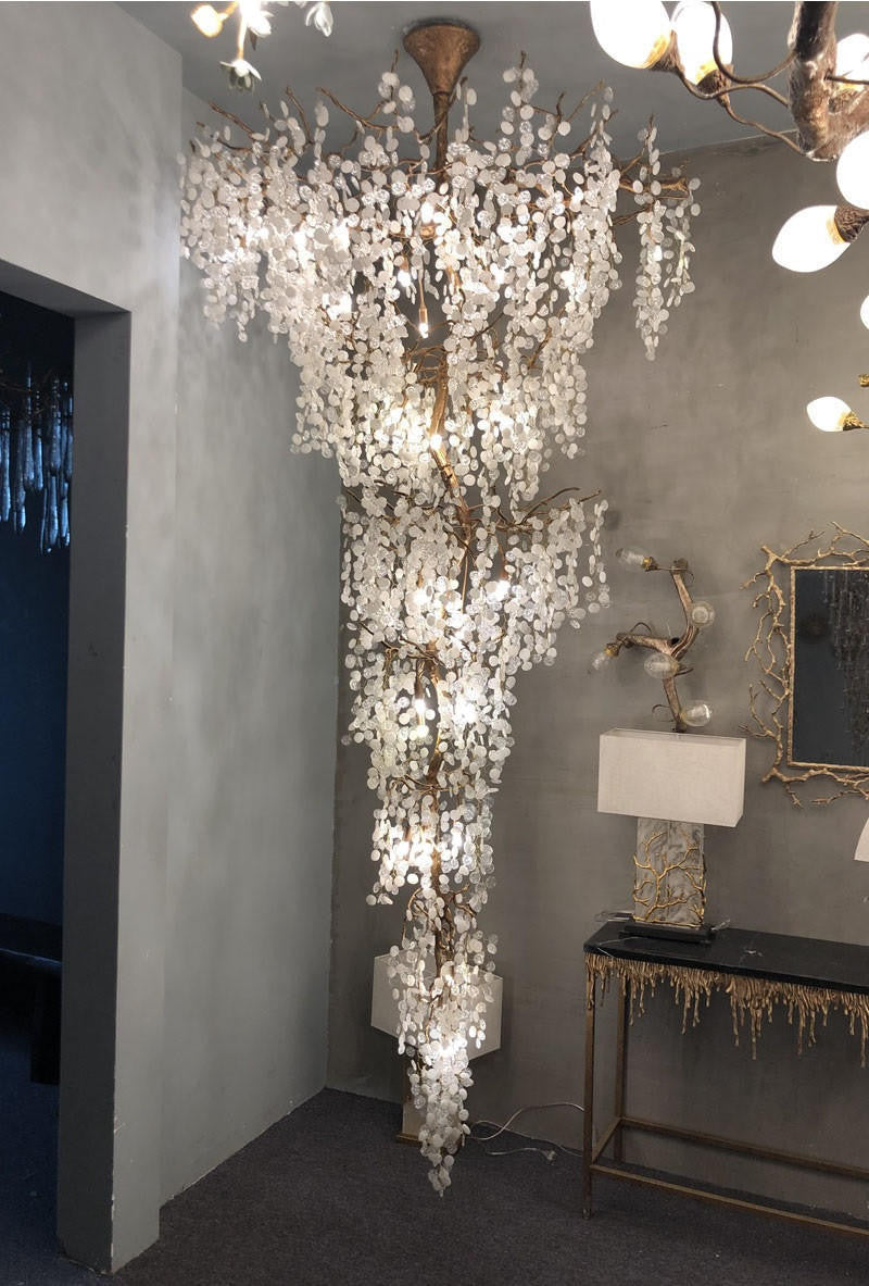 Arabella Blossom: Stairwell Lighting Chandelier - Long Drop Stairwell Pendant Lights - Foyer Staircase Chandelier