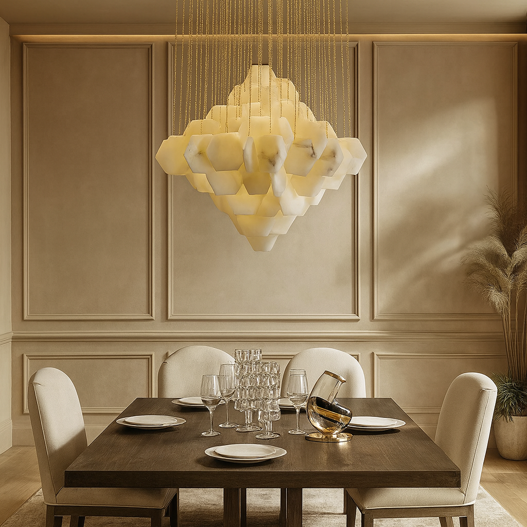 Arden Alabaster Pendant Chandelier by Bling Lighting Studio