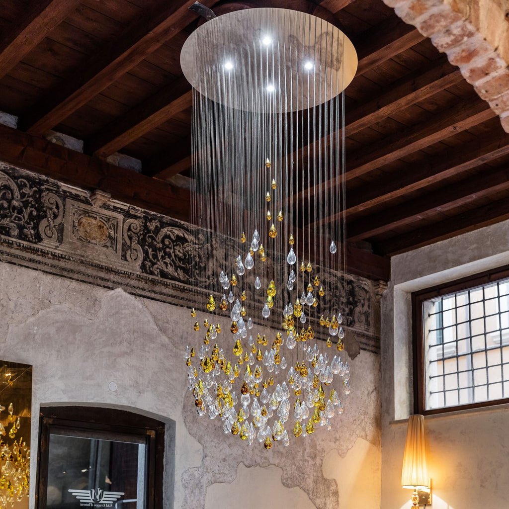 Art Glass Water Drop Chandelier detail view