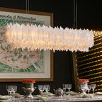 Art Selenite Rectangular Chandelier for Dining Rooms by Bling Lighting Studio