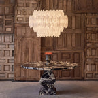 Art Selenite Round Chandelier for Dining Rooms by Bling Lighting Studio
