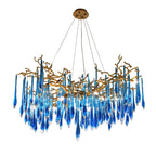 Artistic Branch Chandelier with Blue Glaze Drops for Dining Room by Bling Lighting Studio