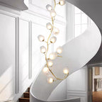 Artistic Glass Lampshade Chandelier with Branches Design for High Ceilings by Bling Lighting Studio