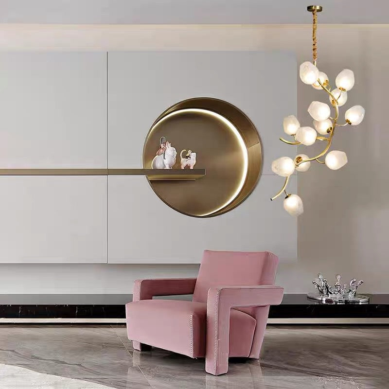 Artistic Glass Lampshade Chandelier with Branches Design for High Ceilings by Bling Lighting Studio