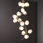 Artistic Glass Lampshade Chandelier with Branches Design for High Ceilings by Bling Lighting Studio
