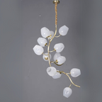 Artistic Glass Lampshade Chandelier with Branches Design for High Ceilings by Bling Lighting Studio