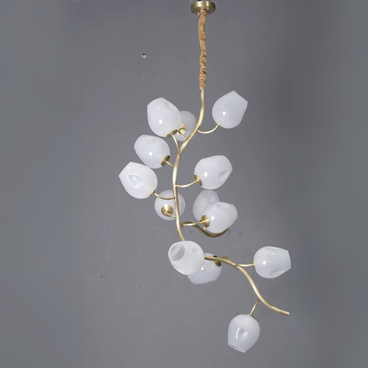 Artistic Glass Lampshade Chandelier with Branches Design for High Ceilings by Bling Lighting Studio