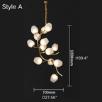 Artistic Glass Lampshade Chandelier with Branches Design for High Ceilings by Bling Lighting Studio