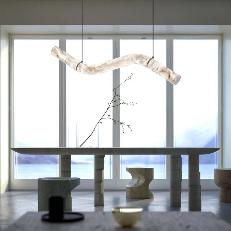Glacera Simplicity Alabaster Curved Chandelier by Bling Lighting Studio