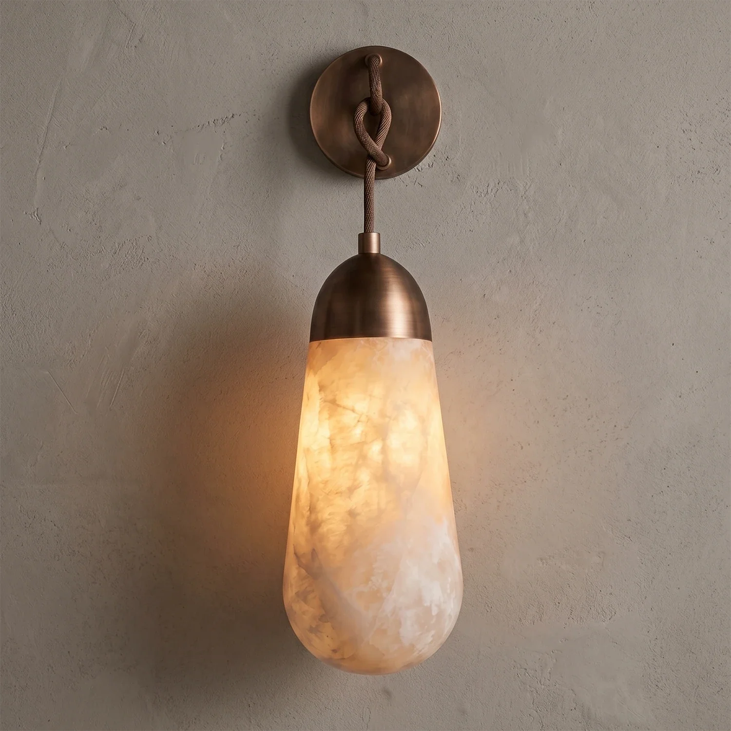 Aurelia Natural Alabaster Teardrop Wall Sconce
