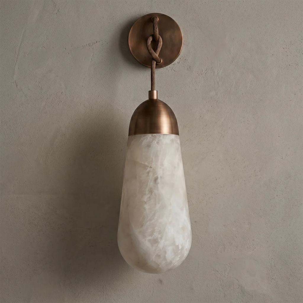 Aurelia Natural Alabaster Teardrop Wall Sconce