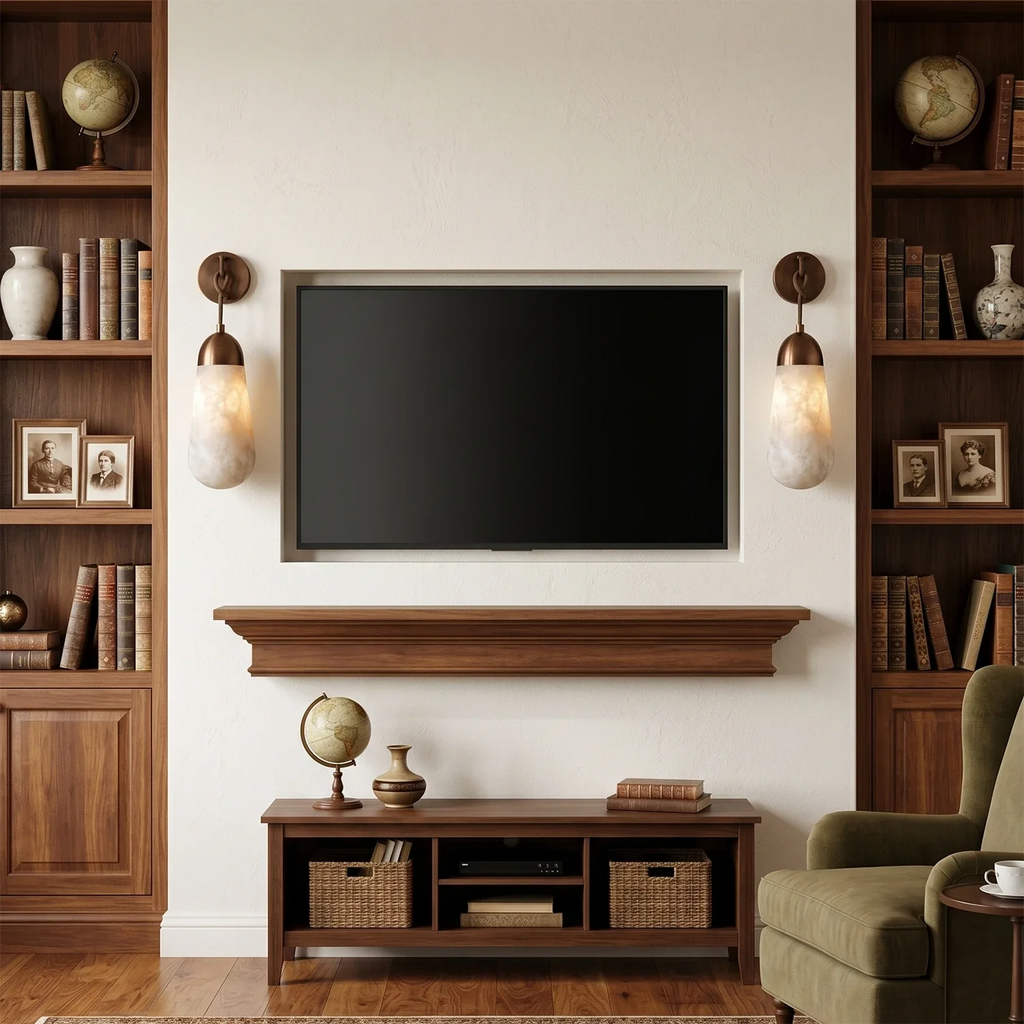 Aurelia Natural Alabaster Teardrop Wall Sconce