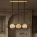 Auris 3-Light Linear Alabaster Chandelier by Bling Lighting Studio