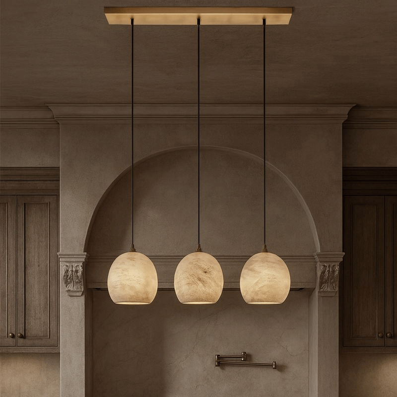 Auris 3-Light Linear Alabaster Chandelier by Bling Lighting Studio