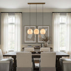 Auris 3-Light Linear Alabaster Chandelier detail view