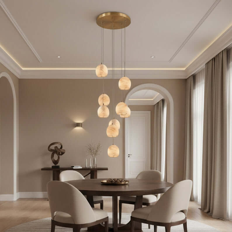 Auris 9-Light Alabaster Chandelier by Bling Lighting Studio