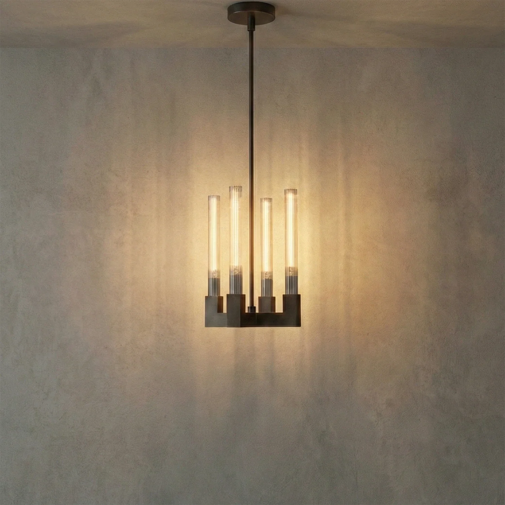 Aurora Crystal Candlestick Linear Glass Tube Chandelier