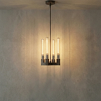 Aurora Crystal Candlestick Linear Glass Tube Chandelier