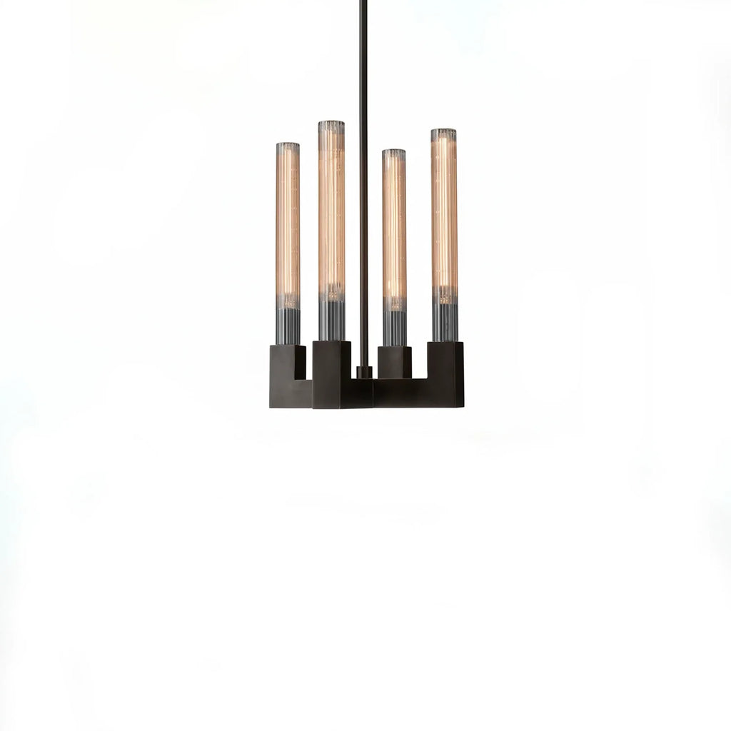 Aurora Crystal Candlestick Linear Glass Tube Chandelier