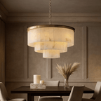 Aurora Alabaster Round Chandelier detail view