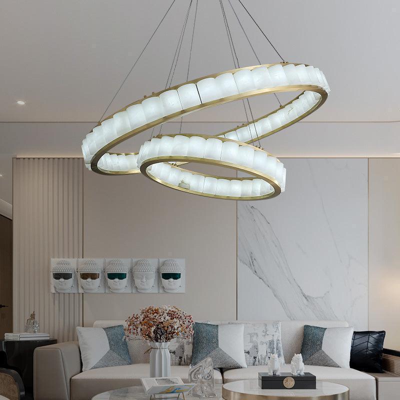 Avalon Alabaster Anne Circle Round Chandeliers by Bling Lighting Studio