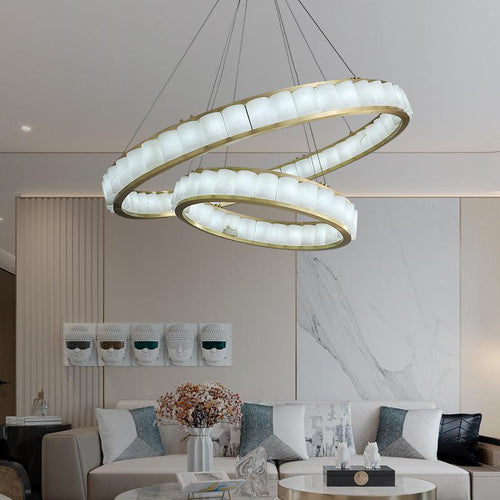 Avalon Alabaster Anne Circle Round Chandeliers by Bling Lighting Studio