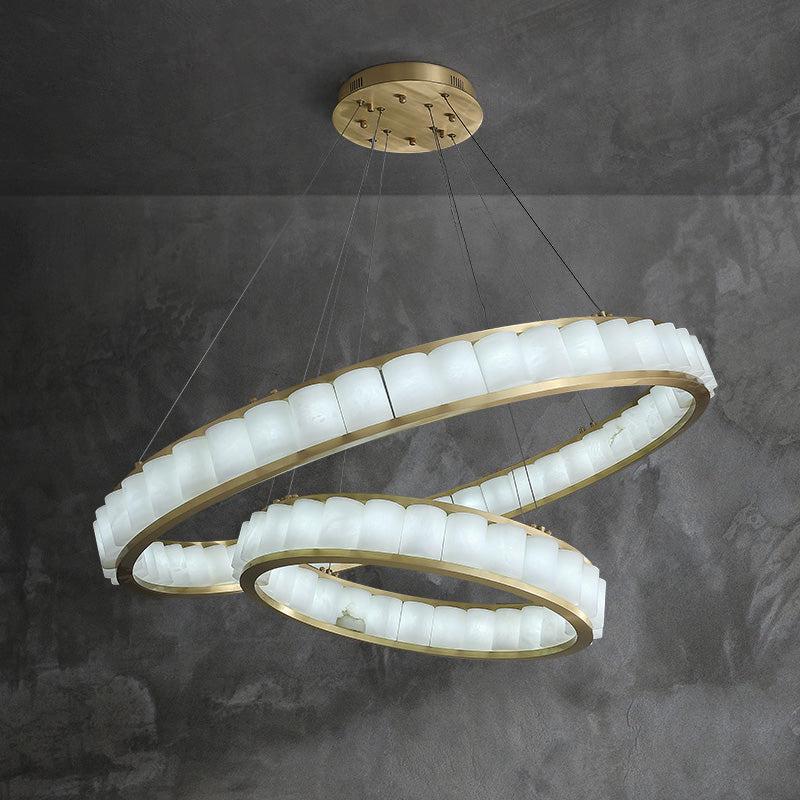 Avalon Alabaster Anne Circle Round Chandeliers by Bling Lighting Studio