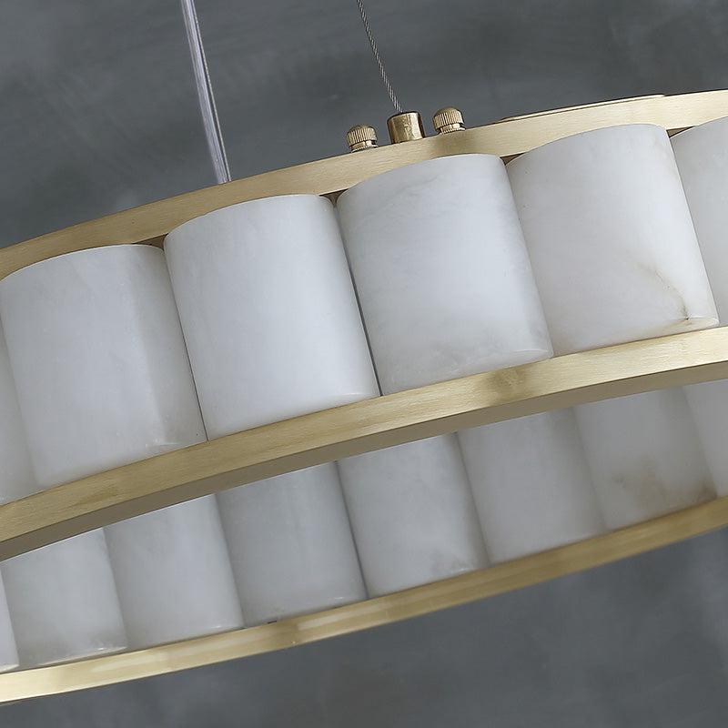 Avalon Alabaster Anne Circle Round Chandeliers by Bling Lighting Studio