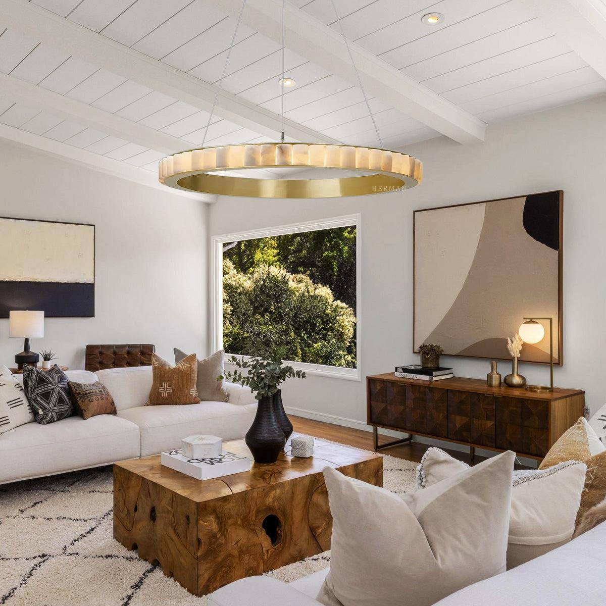 Avalon Alabaster Chandelier by Bling Lighting Studio