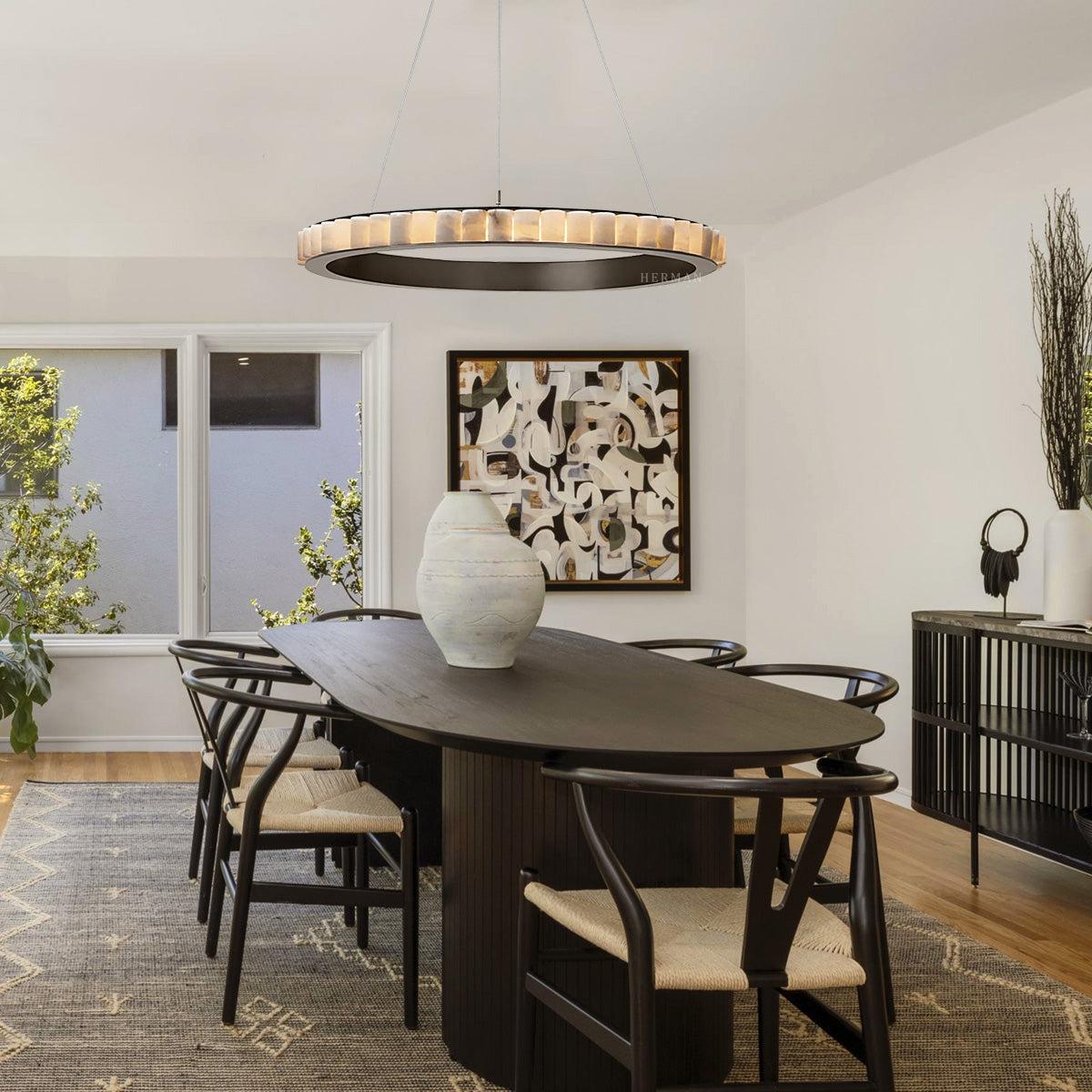 Avalon Alabaster Chandelier by Bling Lighting Studio