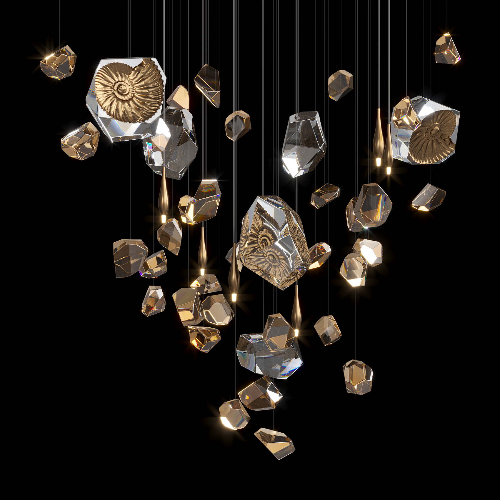 Champagne Crystal Meteor Chandelier