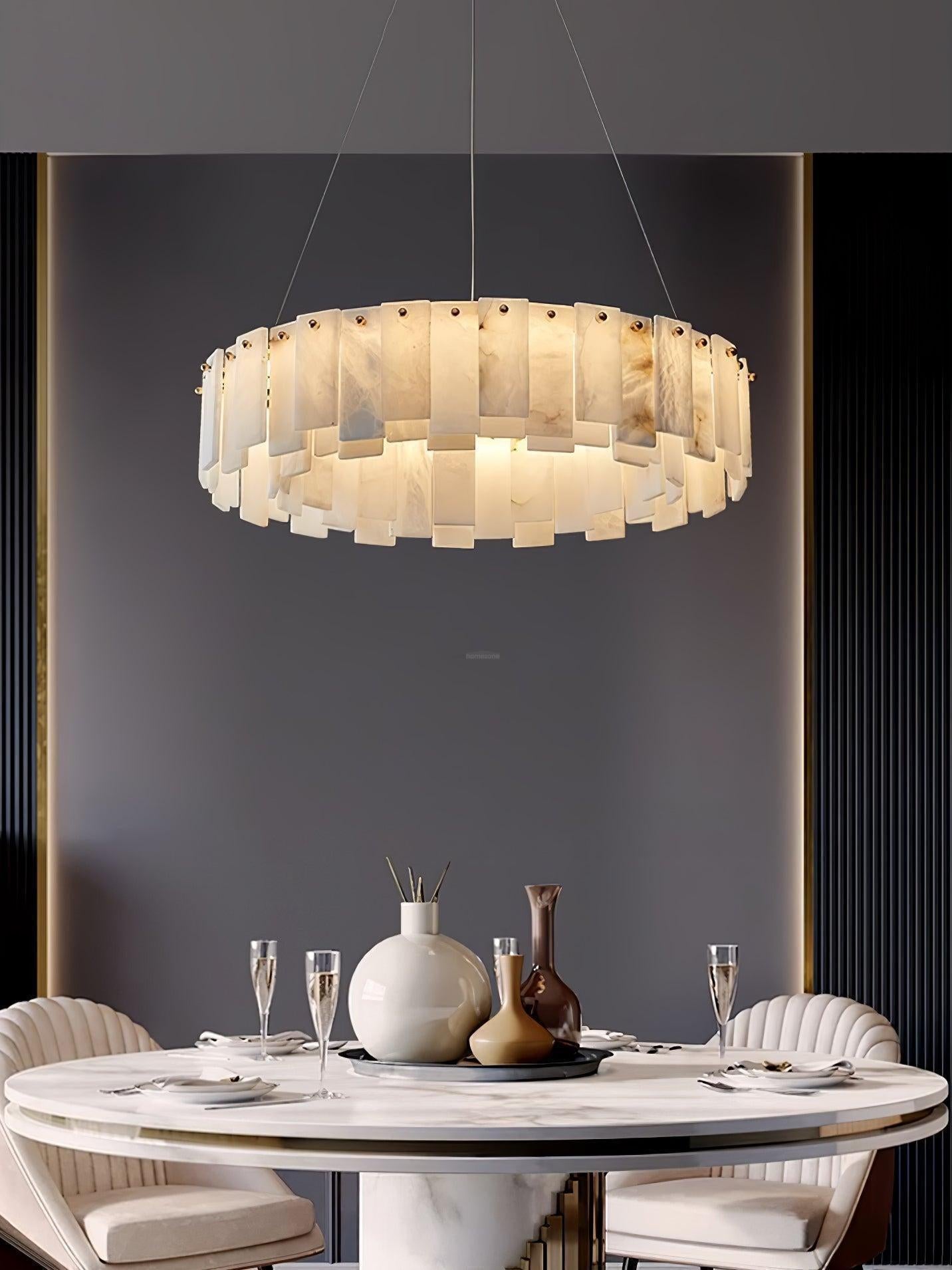 Halos Alabaster Round/Square Chandelier by Bling Lighting Studio