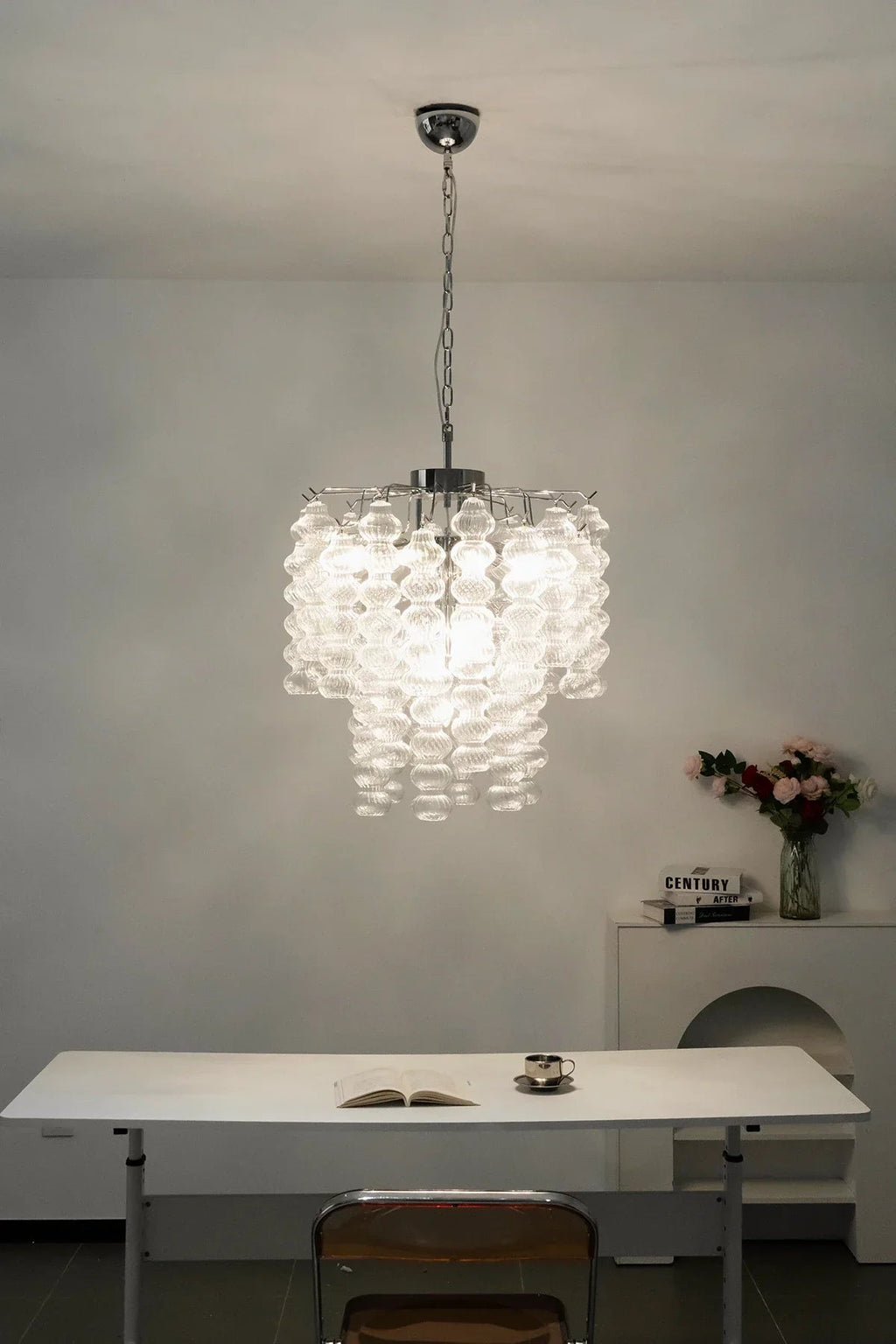 Beaded Vertical Textured Glass Chandelier product image