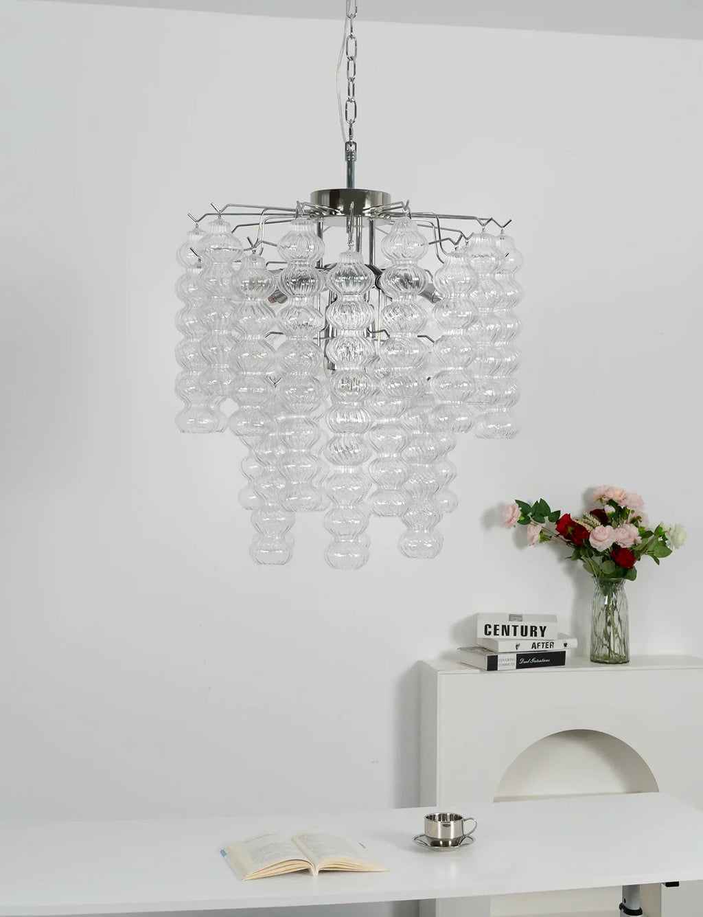 Beaded Vertical Textured Glass Chandelier product image