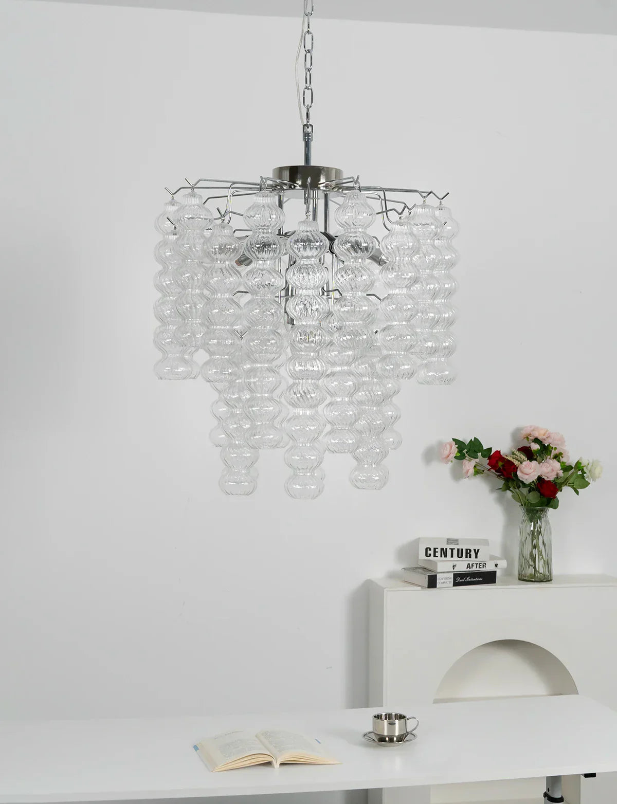 Beaded Vertical Textured Glass Chandelier product image