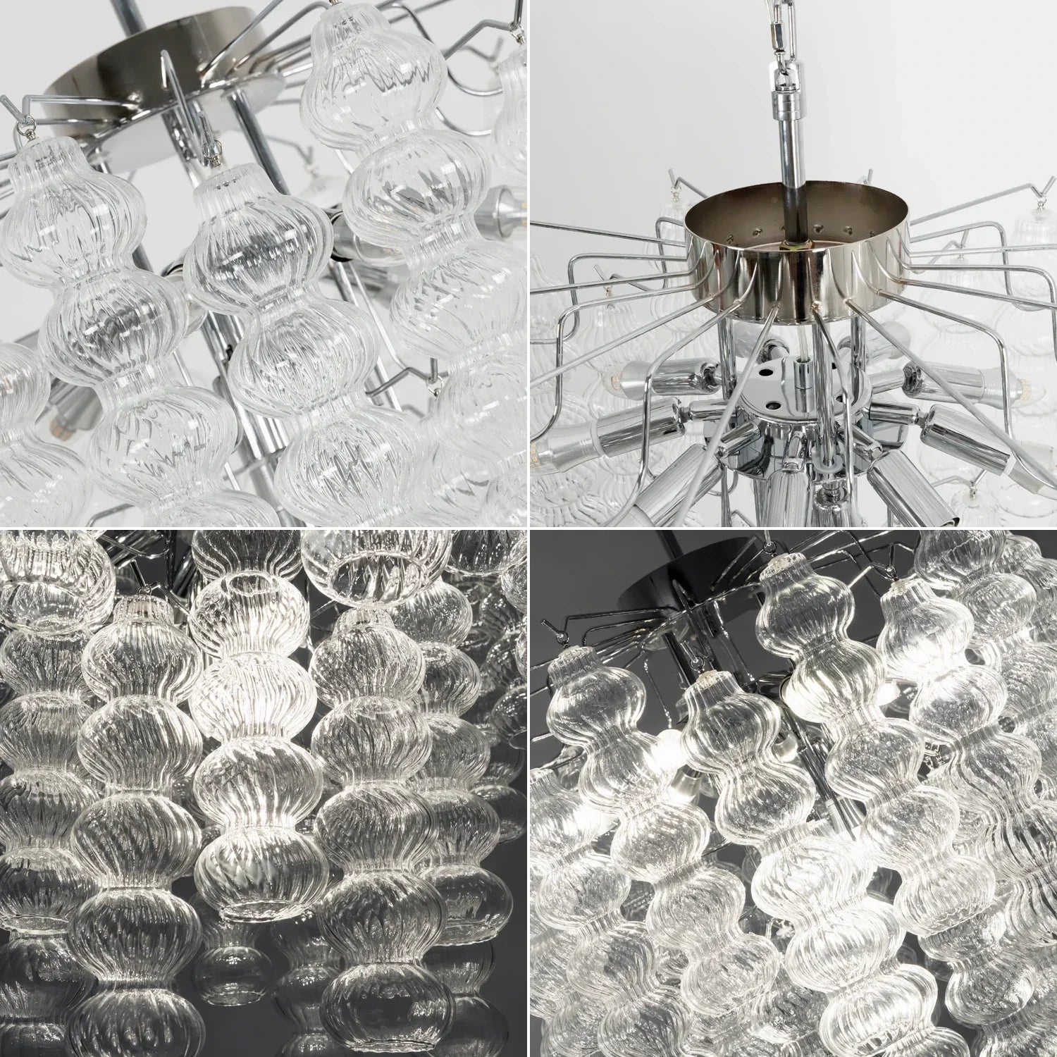 Beaded Vertical Textured Glass Chandelier product image