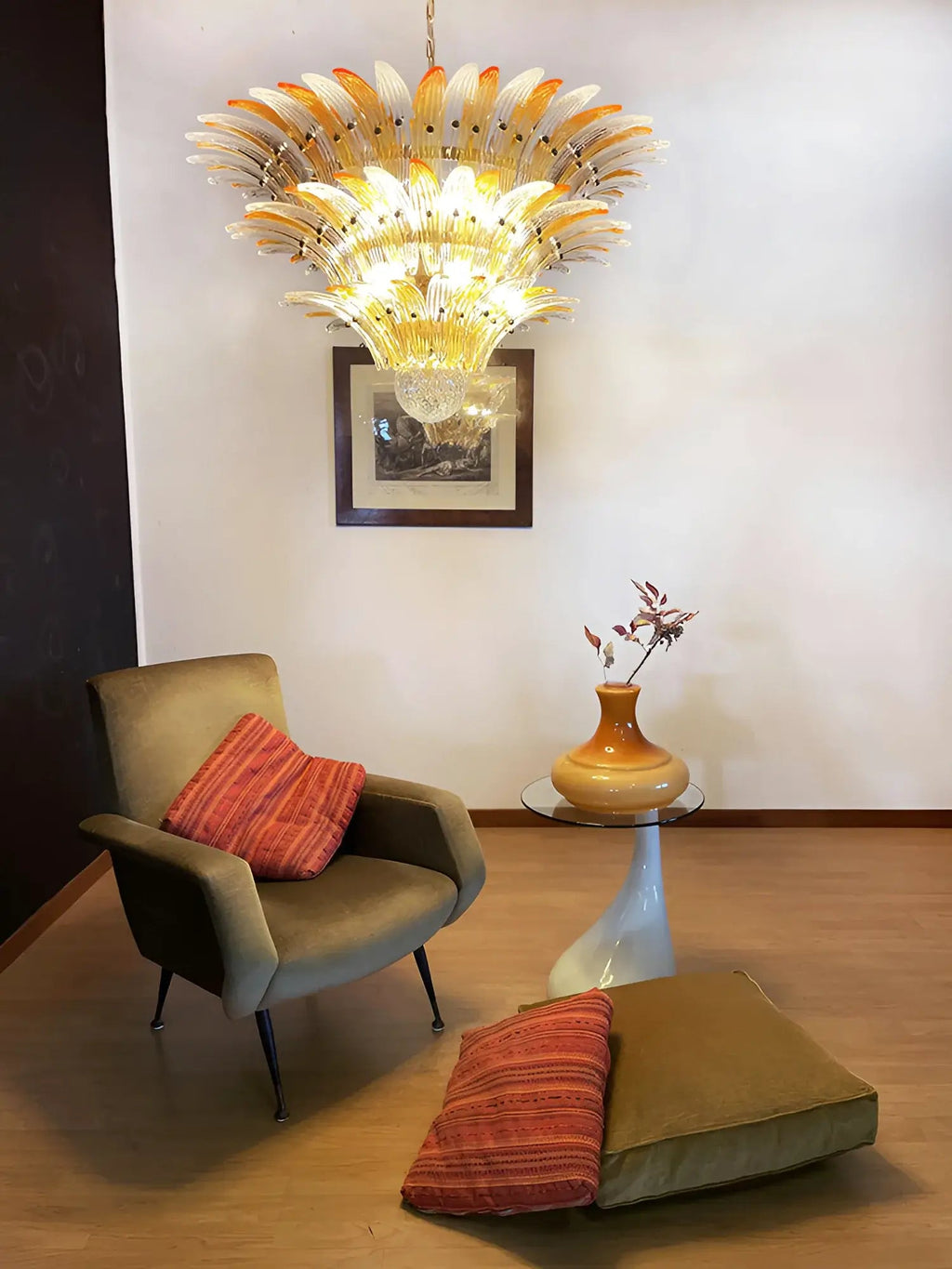 Beautifully Murano Palmette Amber Transparent Chandelier additional product view