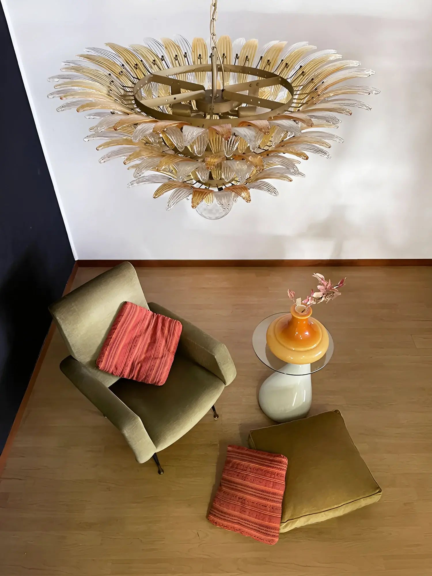 Beautifully Murano Palmette Amber Transparent Chandelier product image