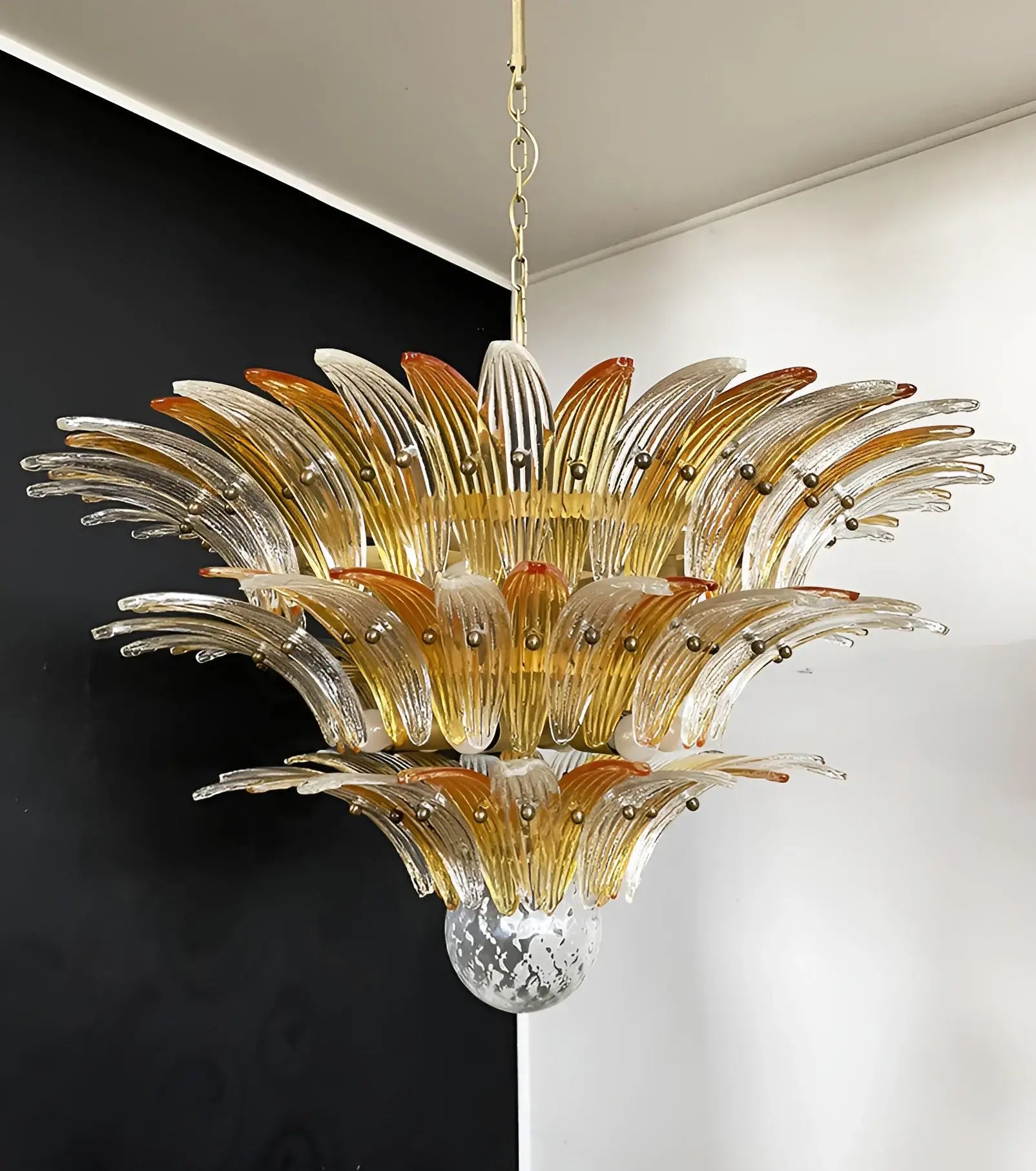 Beautifully Murano Palmette Amber Transparent Chandelier product image