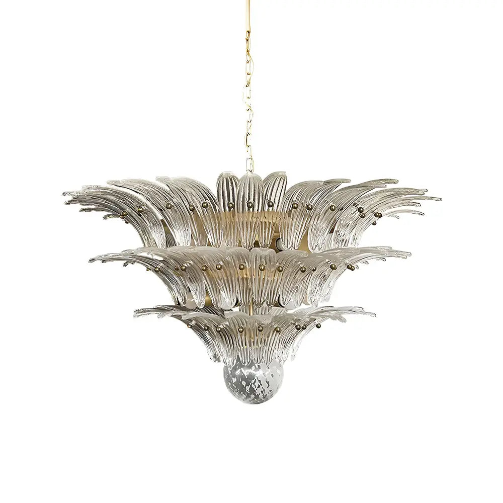 Beautifully Murano Palmette Transparent Chandelier by Bling Lighting Studio