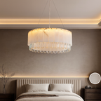 Stuart 23" Alabaster & Crystal Round Chandelier detail view