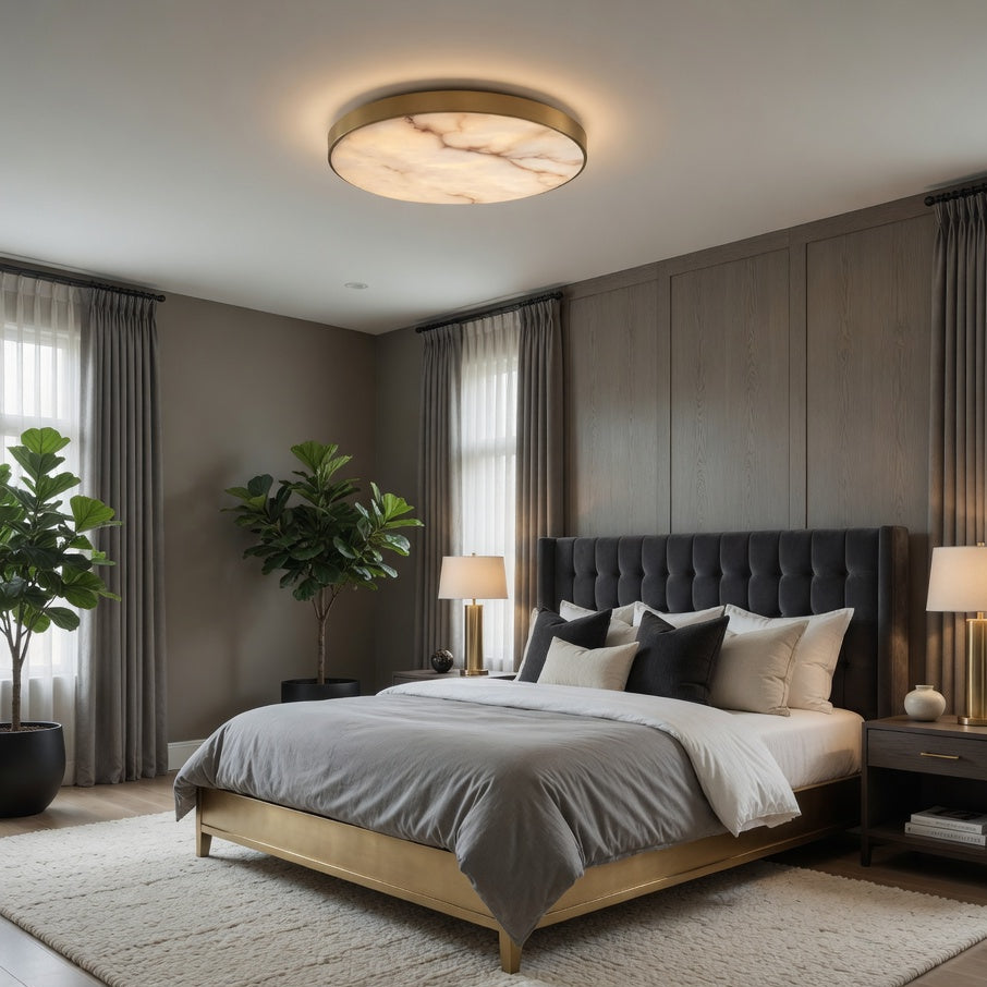 Laurel Alabaster Flush Mount lighting fixture material and finish detail