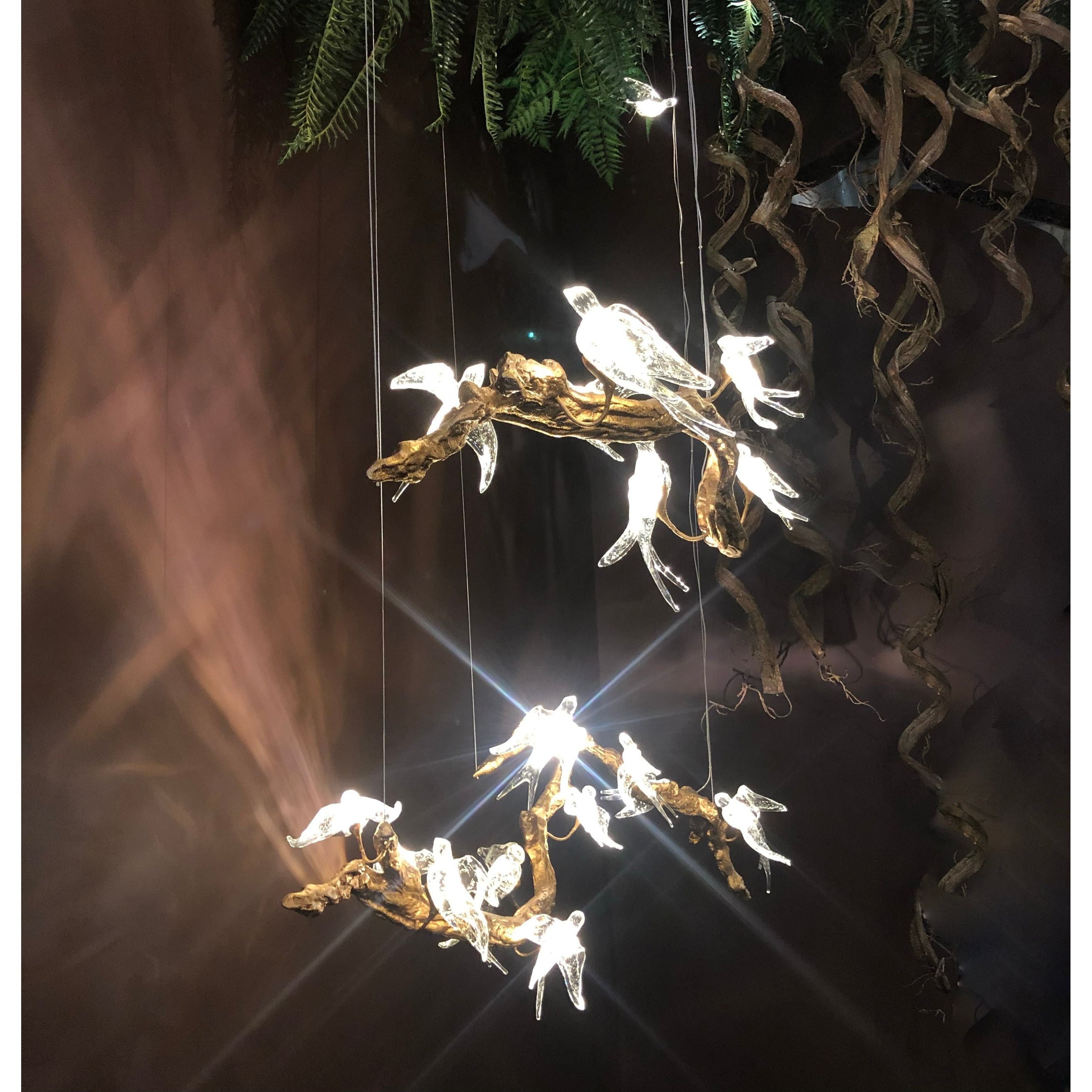 Bird Song Branching Linear Teardrop Chandelier by Bling Lighting Studio