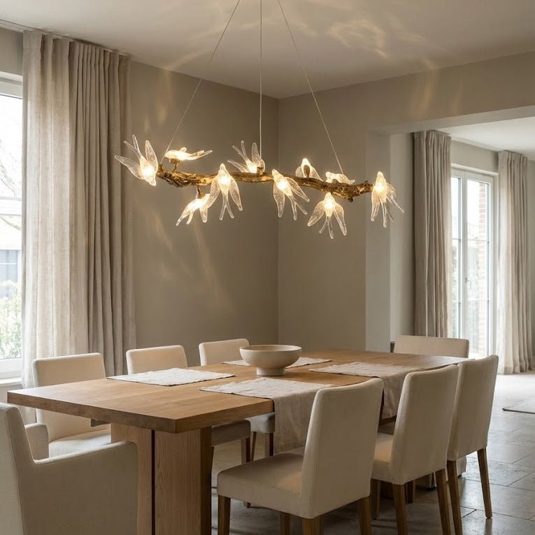 Bird Song Branching Linear Teardrop Chandelier by Bling Lighting Studio